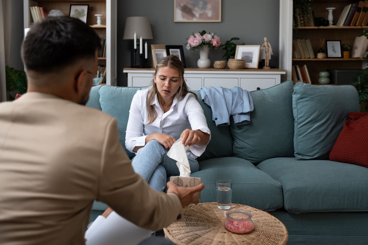 Young businesswoman undergoing therapy