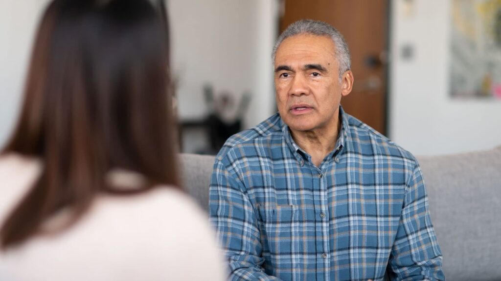 elderly married man at couple's therapy